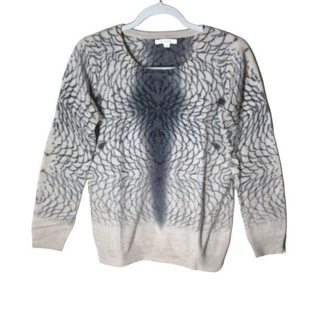 St-Martins Scandinavian Wool Sweater Kaleidoscope Floral Cream & Charcoal XS